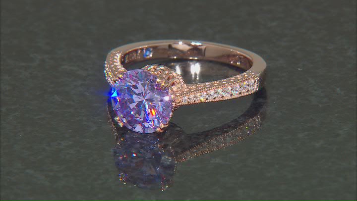 Purple And White Cubic Zirconia 18k Rose Gold Over Silver Ring 5.98ctw. Video Thumbnail