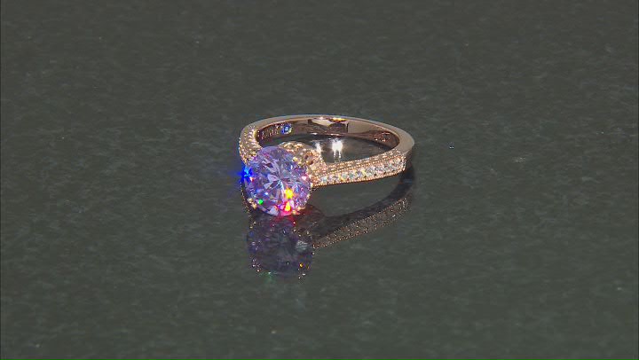 Purple And White Cubic Zirconia 18k Rose Gold Over Silver Ring 5.98ctw. Video Thumbnail