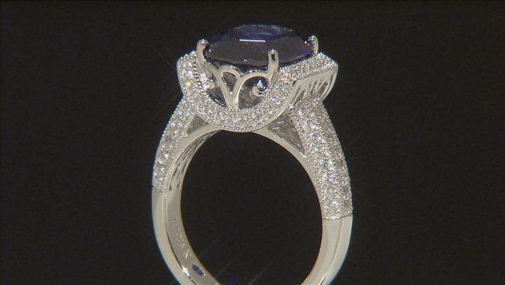 Blue And White Cubic Zirconia Platineve Ring 9.63ctw Video Thumbnail