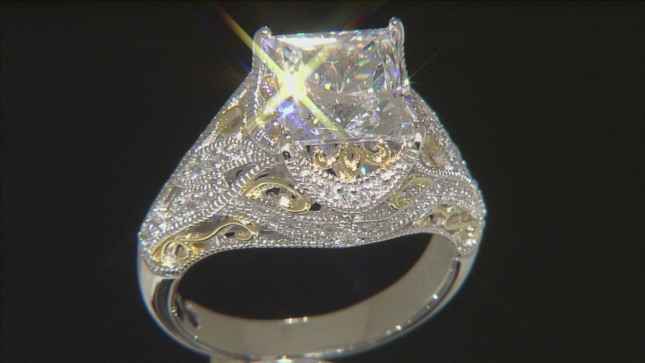 Cubic Zirconia Platineve And 18k Yellow Gold Over Silver Ring 5.96ctw Video Thumbnail