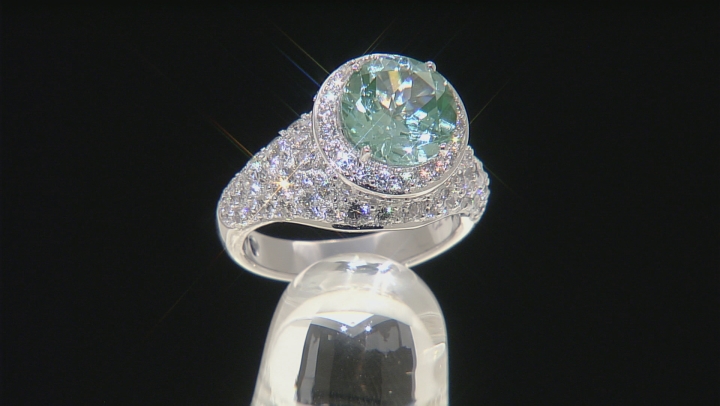 Blue Lab Created Spinel And White Cubic Zirconia Platineve Ring 10.58ctw Video Thumbnail