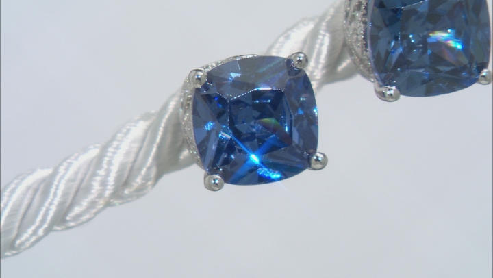 Blue & White Cubic Zirconia Platineve Earrings 5.21ctw Video Thumbnail