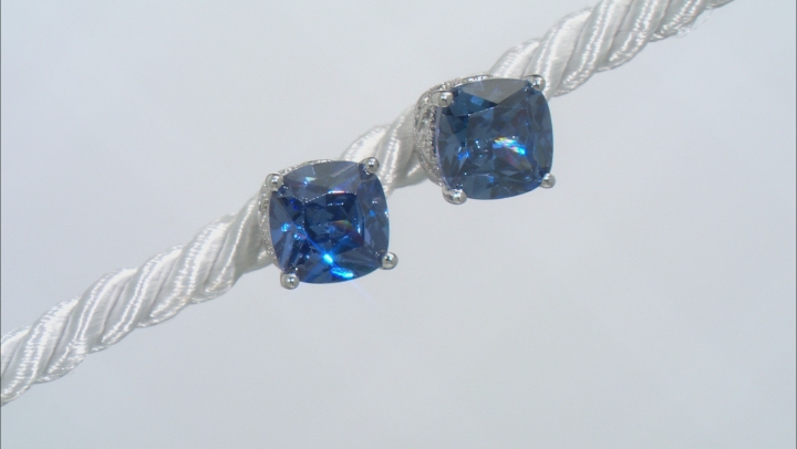 Blue & White Cubic Zirconia Platineve Earrings 5.21ctw Video Thumbnail