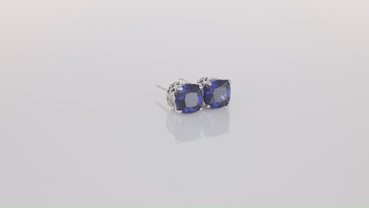 Blue & White Cubic Zirconia Platineve Earrings 5.21ctw Video Thumbnail