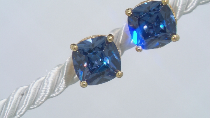 Blue & White Cubic Zirconia 18k Yellow Gold Over Silver Earrings 5.21ctw Video Thumbnail
