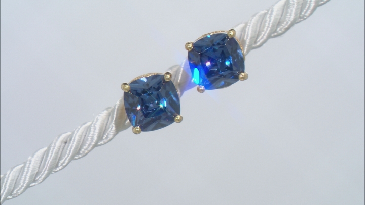 Blue & White Cubic Zirconia 18k Yellow Gold Over Silver Earrings 5.21ctw Video Thumbnail