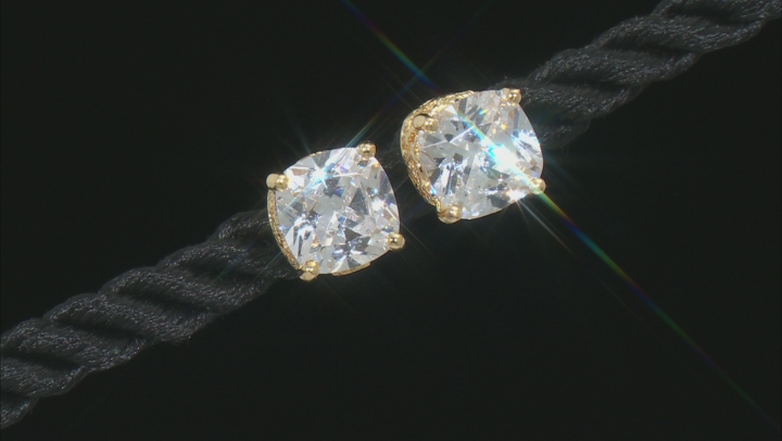 Cubic Zirconia 18k Yellow Gold Over Silver Earrings 5.21ctw (3.96ctw DEW) Video Thumbnail