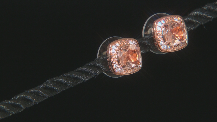 Morganite Simulant And White Cubic Zirconia 18k Rose Gold Over Sterling Earrings 1.62ctw Video Thumbnail