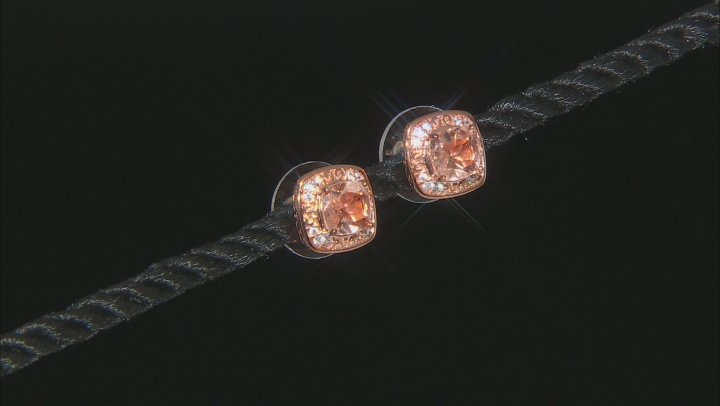 Morganite Simulant And White Cubic Zirconia 18k Rose Gold Over Sterling Earrings 1.62ctw Video Thumbnail