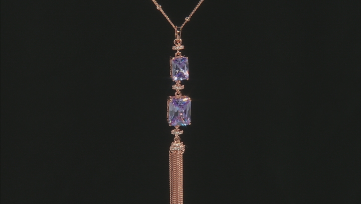 Purple And White Cubic Zirconia 18k Rose Gold Over Sterling Silver Pendant With Chain 7.75ctw Video Thumbnail