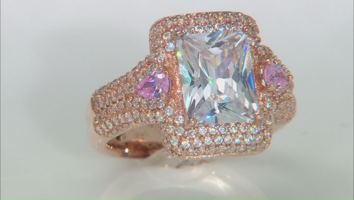 Pink & White Cubic Zirconia 18k Rose Gold Over Sterling Silver Ring 7.56ctw Video Thumbnail