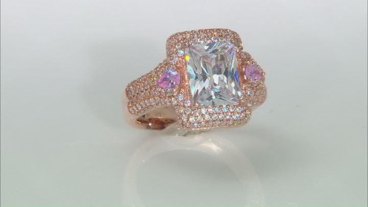 Pink & White Cubic Zirconia 18k Rose Gold Over Sterling Silver Ring 7.56ctw Video Thumbnail