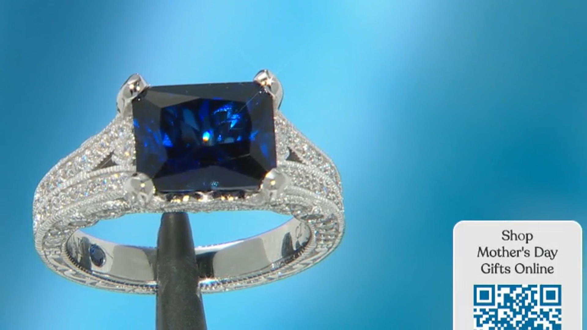 Lab Created Blue Sapphire And White Cubic Zirconia Platineve Ring 4.81ctw Video Thumbnail