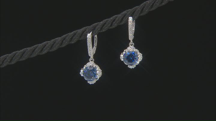 Blue & White Cubic Zirconia Platineve Earrings 5.49ctw Video Thumbnail