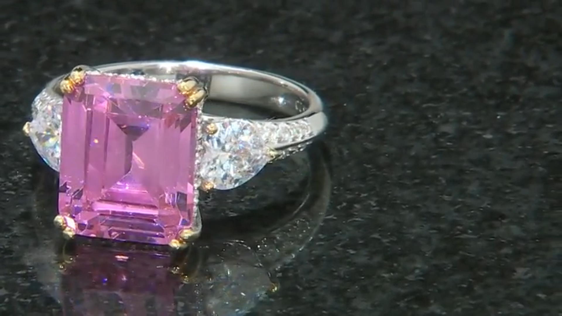 White Cubic Zirconia Platineve & 18k Rose Gold Over Sterling Silver Ring 1.06ctw Video Thumbnail