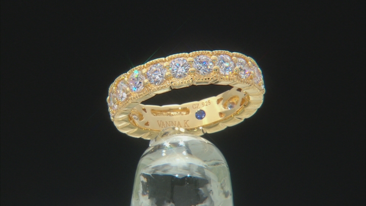 Cubic Zirconia 18k Yellow Gold Over Silver Womens Eternity Band Ring 3.67ctw Video Thumbnail