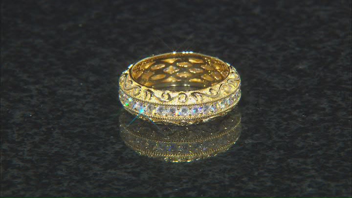White Cubic Zirconia 18k Yellow Gold Over Sterling Silver Eternity Band 1.73ctw Video Thumbnail