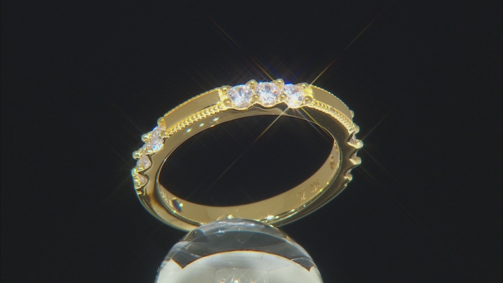 White Cubic Zirconia 18K Yellow Gold Over Sterling Silver Band Ring 0.97ctw Video Thumbnail