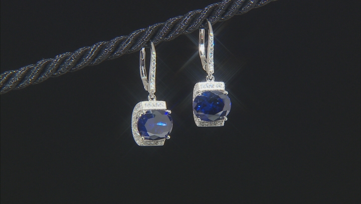 Blue And White Cubic Zirconia Platineve Earrings 7.08ctw Video Thumbnail