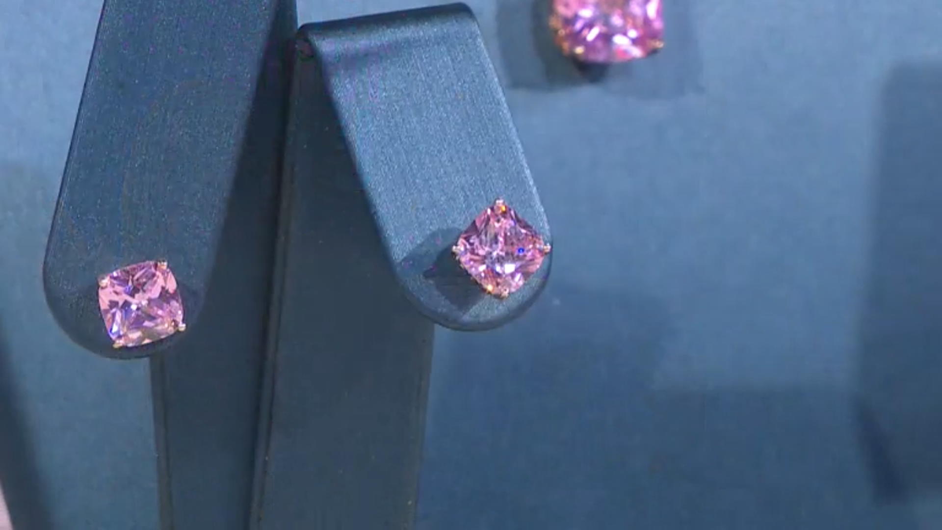 Pink Cubic Zirconia 18K Rose Gold Over Sterling Silver Stud Earrings 5.04ctw Video Thumbnail