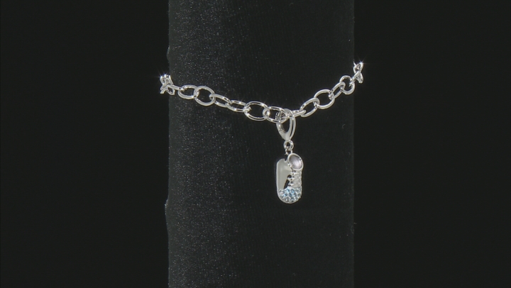Lab Blue Spinel Platineve Charm With Bracelet 0.15ctw Video Thumbnail