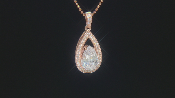 White Cubic Zirconia 18k Rose Gold Over Sterling Silver Pendant With Chain 3.33ctw Video Thumbnail