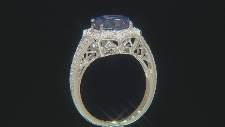 Blue And White Cubic Zirconia Platineve Ring 6.44ctw Video Thumbnail