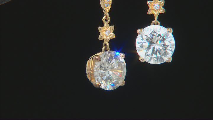 White Cubic Zirconia 18k Yellow Gold Over Sterling Silver Earrings 8.50ctw Video Thumbnail