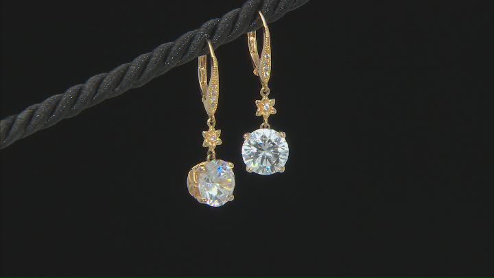 White Cubic Zirconia 18k Yellow Gold Over Sterling Silver Earrings 8.50ctw Video Thumbnail