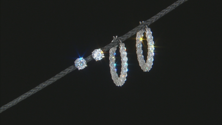 White Cubic Zirconia Platineve Earrings set of 2 9.99ctw Video Thumbnail