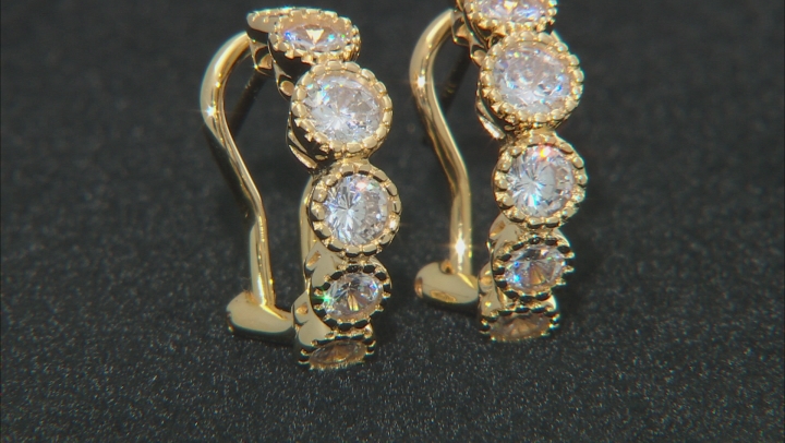 White Cubic Zirconia 18k Yellow Gold Over Sterling Silver Hoop Earrings 3.10ctw Video Thumbnail