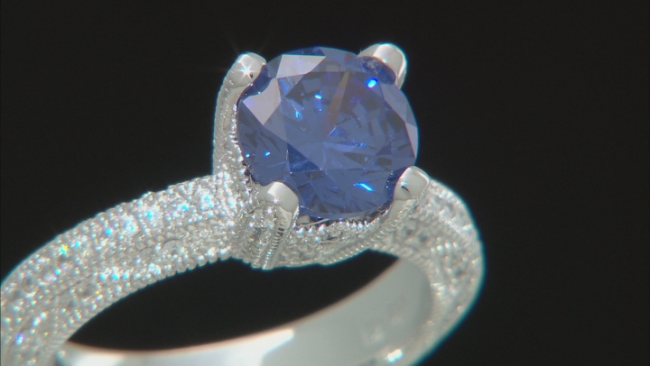Blue And White Cubic Zirconia Platineve™ Ring 2.98ctw Video Thumbnail