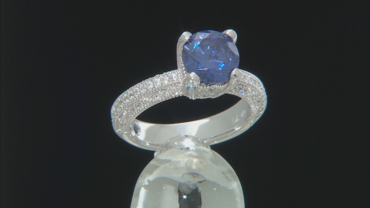 Blue And White Cubic Zirconia Platineve™ Ring 2.98ctw Video Thumbnail