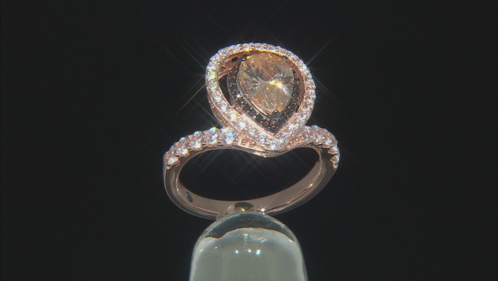 Champagne, White And Mocha Cubic Zirconia 18k Rose Gold Over Sterling Silver Ring. 4.71ctw Video Thumbnail