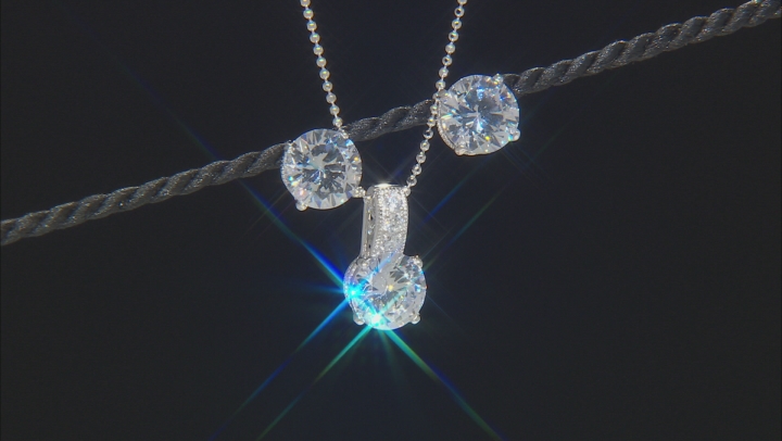 White Cubic Zirconia Platineve Pendant With Chain And Earrings Set Video Thumbnail
