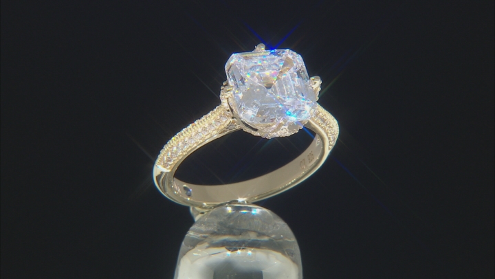 White Cubic Zirconia 18k Yellow Gold Over Sterling Silver Ring 9.07ctw Video Thumbnail