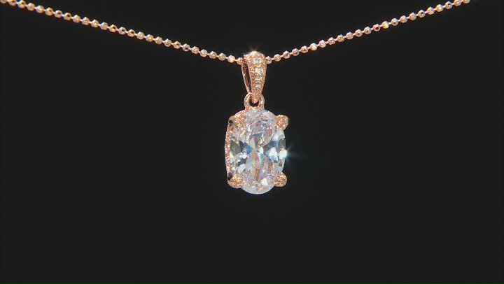 White Cubic Zirconia 18k Rose Gold Over Sterling Silver Pendant With Chain And Earrings Set 12.74ctw Video Thumbnail