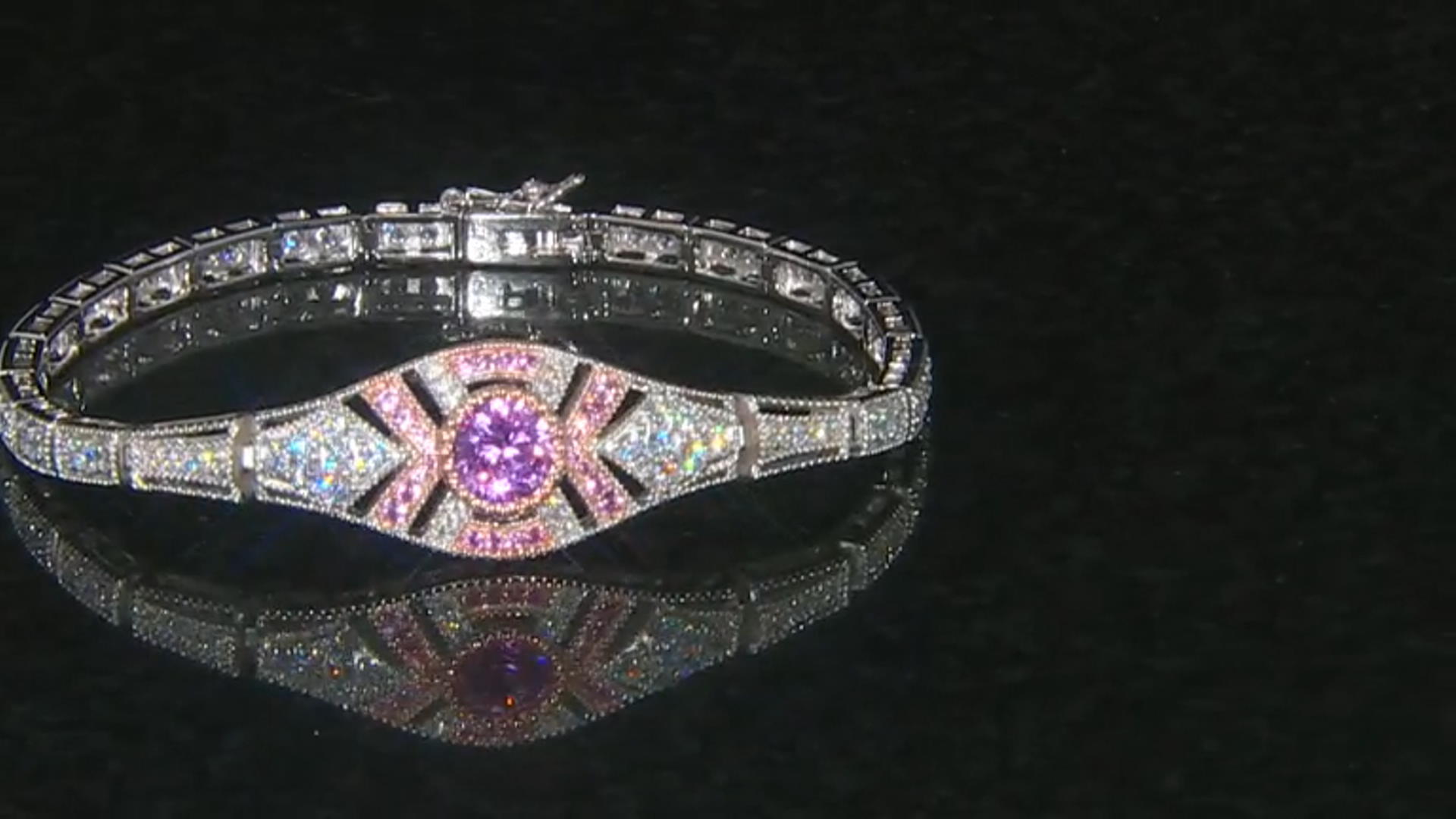 Pink Lab Created Sapphire And White Cubic Zirconia Platineve Bracelet 4.88ctw Video Thumbnail