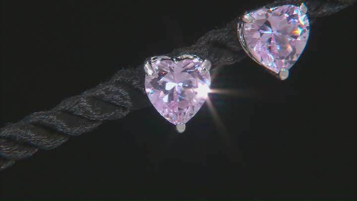 Pink Lab Created Sapphire Platineve Heart Shape Earrings 3.75ctw Video Thumbnail