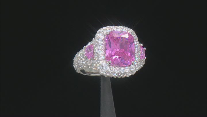 Pink And White Cubic Zirconia Platineve Ring 15.22ctw Video Thumbnail