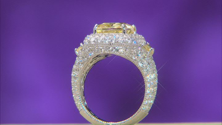 Canary And White Cubic Zirconia Platineve Ring 15.36ctw Video Thumbnail