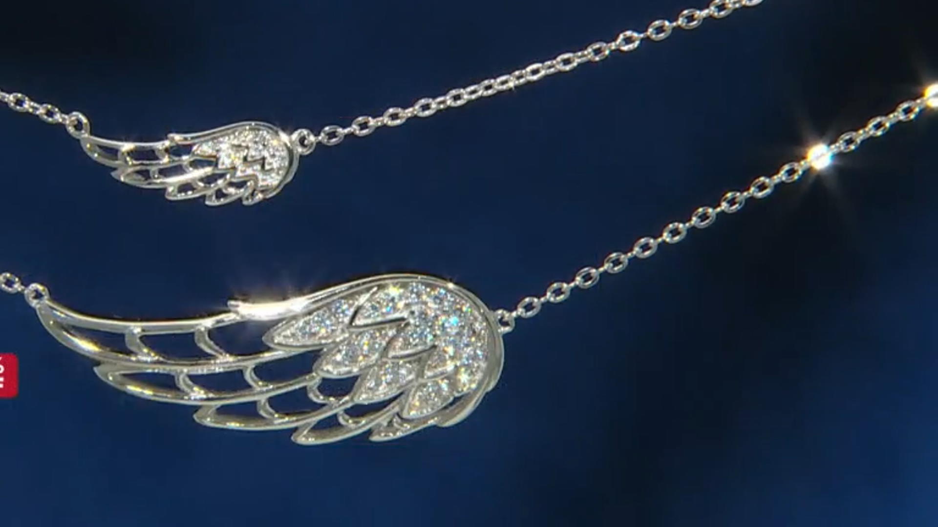 White Cubic Zirconia Platineve Angel Wing Necklace With Matching Children's Necklace 0.45ctw Video Thumbnail