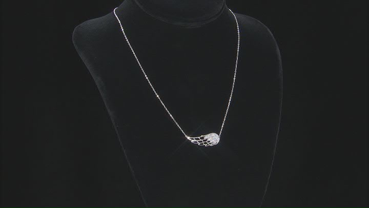 White Cubic Zirconia Platineve Angel Wing Necklace With Matching Children's Necklace 0.45ctw Video Thumbnail
