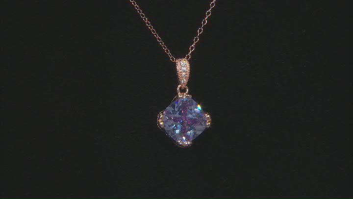 Purple & White Cubic Zirconia 18k Rose Gold Over Sterling Silver Pendant With Chain 7.60ctw Video Thumbnail