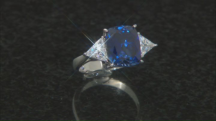 Blue Lab Created Sapphire & Cubic Zirconia Platineve™ Ring Video Thumbnail