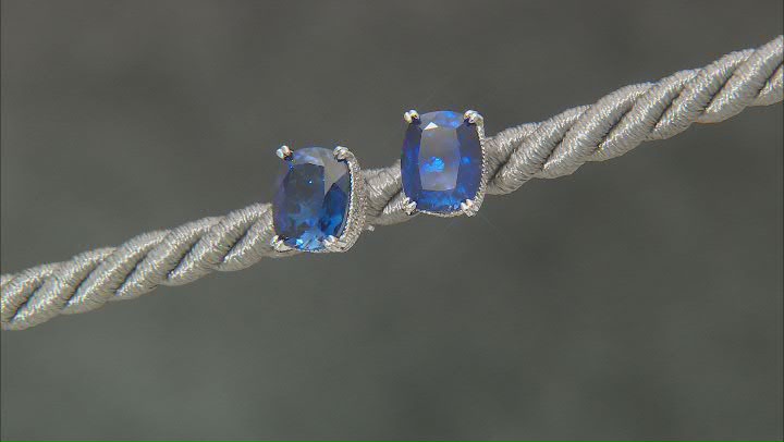 Lab Created Sapphire And White Cubic Zirconia Platineve®  Earrings 5.75ctw Video Thumbnail