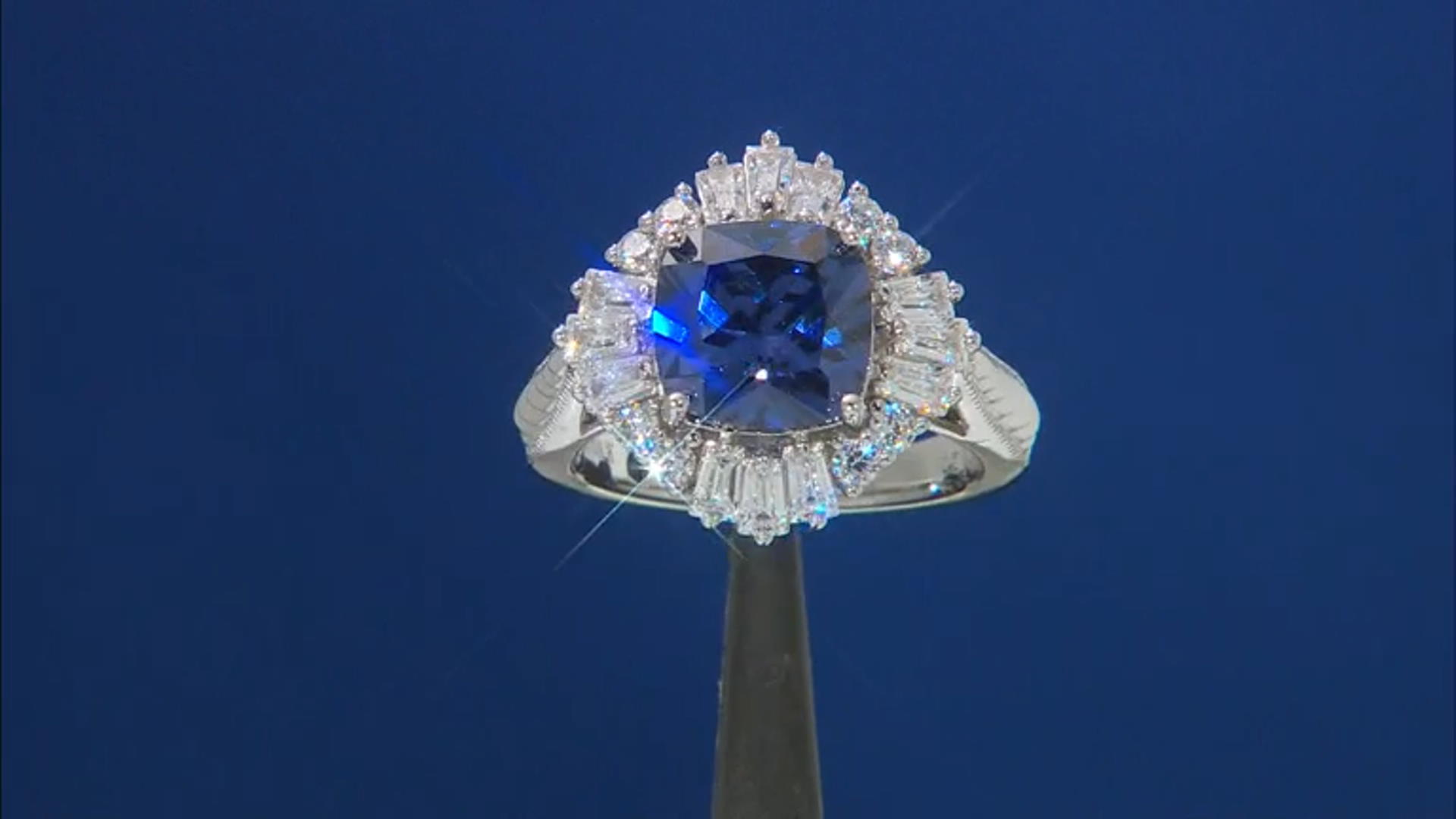 Blue and White Cubic Zirconia Platineve™ Ring Video Thumbnail