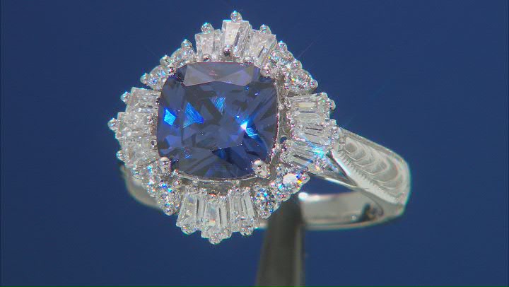 Blue and White Cubic Zirconia Platineve™ Ring Video Thumbnail