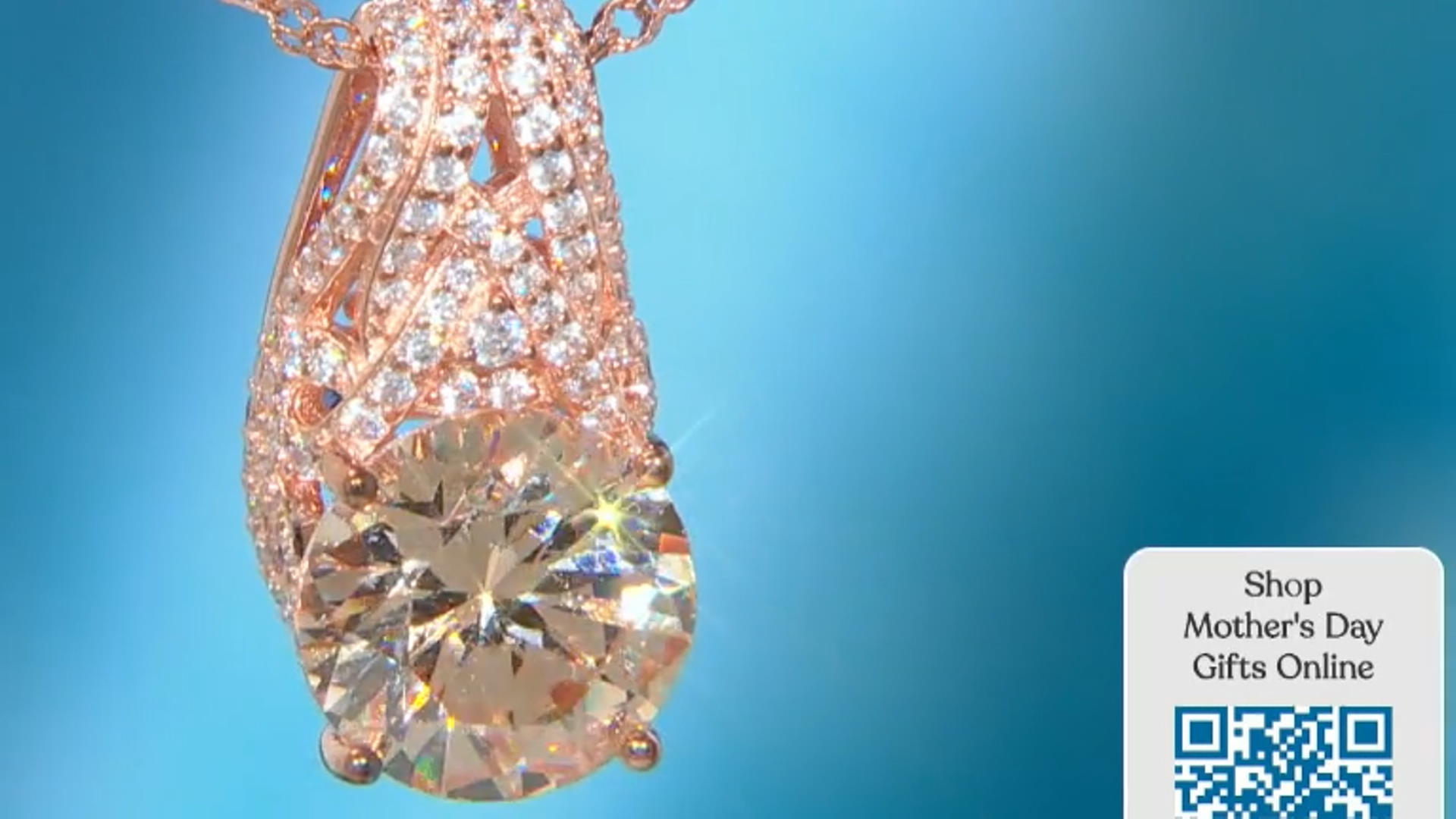 Champagne And White Cubic Zirconia 18k Rose Gold Over Sterling Silver Pendant With Chain 11.53ctw Video Thumbnail