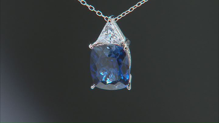 Blue Lab Created Sapphire and Cubic Zirconia Platineve™ Pendant With Chain 7.06ctw Video Thumbnail